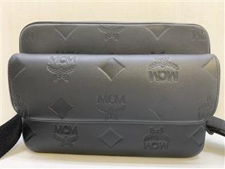 MCM Aren Messenger Bag in Black Maxi Monogram Nappa Leather